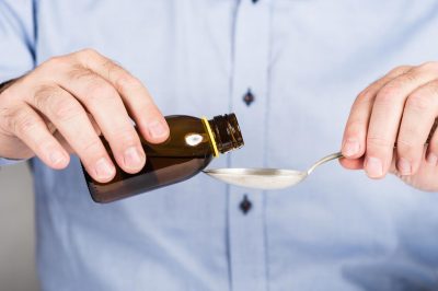 A Man taking medicine