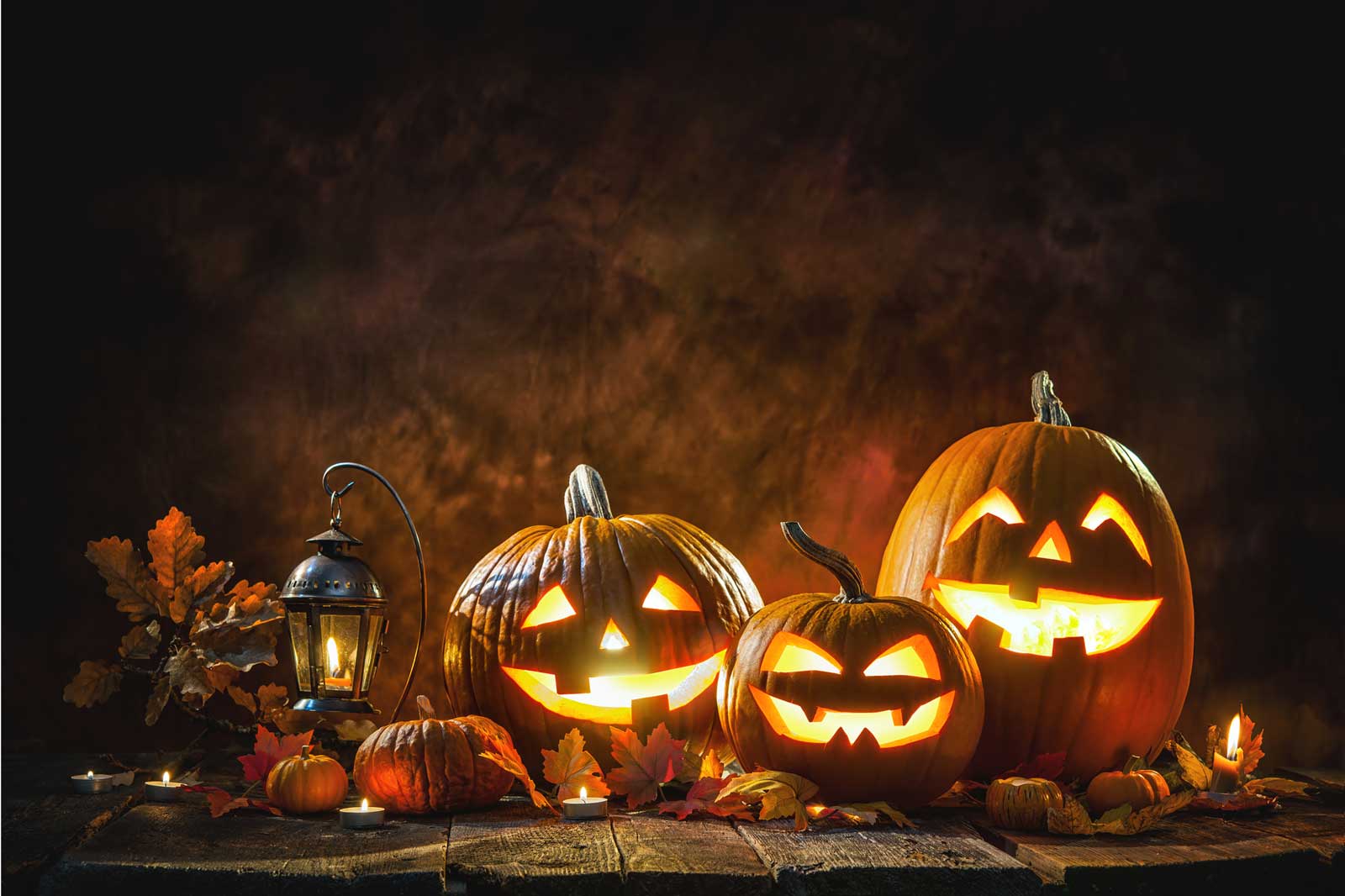 Halloween pumpkin on a wooden table Halloween background