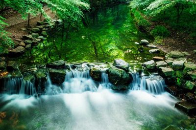 A brook in the Hangzhou Park in Zhejiang, China.