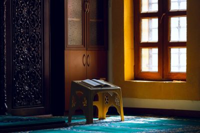Holy quran under the sunlight in the mosque