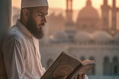 A Muslim man reading the Quran-Virtues of Reciting Surat Al-Kahf on Friday